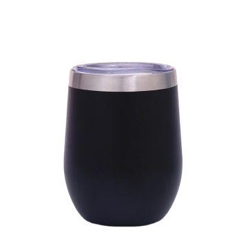 Insulated Thermal Vacuum Powder coating 350ml/12oz Tumbler Stainless Steel Travel Beer egg shape Wine Cups with lid